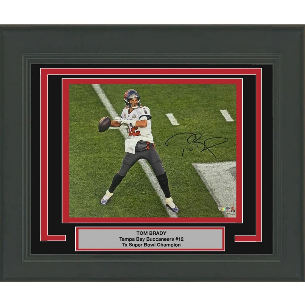 Framed signed Tom Brady Super Bowl LV Buccaneers 16x20 photo