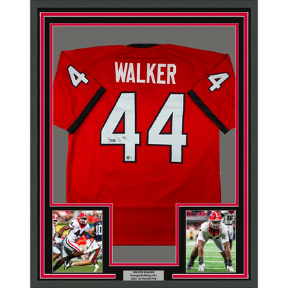 Framed autographed Travon Walker red Georgia Bulldogs jersey back, #44, Beckett COA