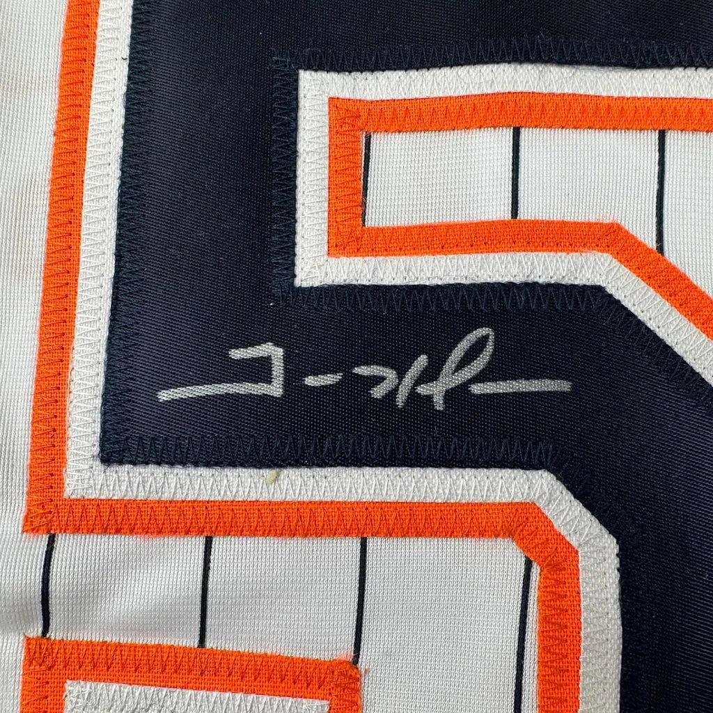 Autographed Padres jersey with embroidered number 5 displayed in Framed Trevor Hoffman product