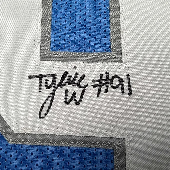 Blue perforated mesh jersey back panel Tyrie #1 with Beckett BAS COA