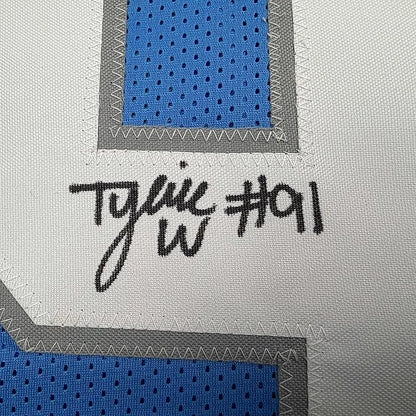 Blue perforated mesh jersey back panel Tyrie #1 with Beckett BAS COA