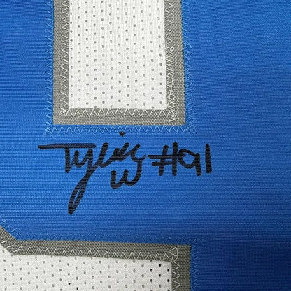 Framed Autographed Tyleik Williams 35x39 Detroit White Football Jersey Beckett BAS COA | Certified Authentic Signed Memorabilia | vintageantiquesgifts.com