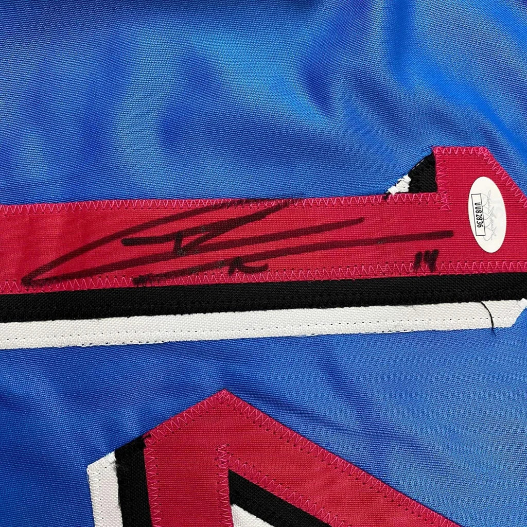 Framed Autographed Tyler Herro 35x39 Miami Blue Vice City Basketball Jersey JSA COA | Certified Authentic Signed Memorabilia | vintageantiquesgifts.com
