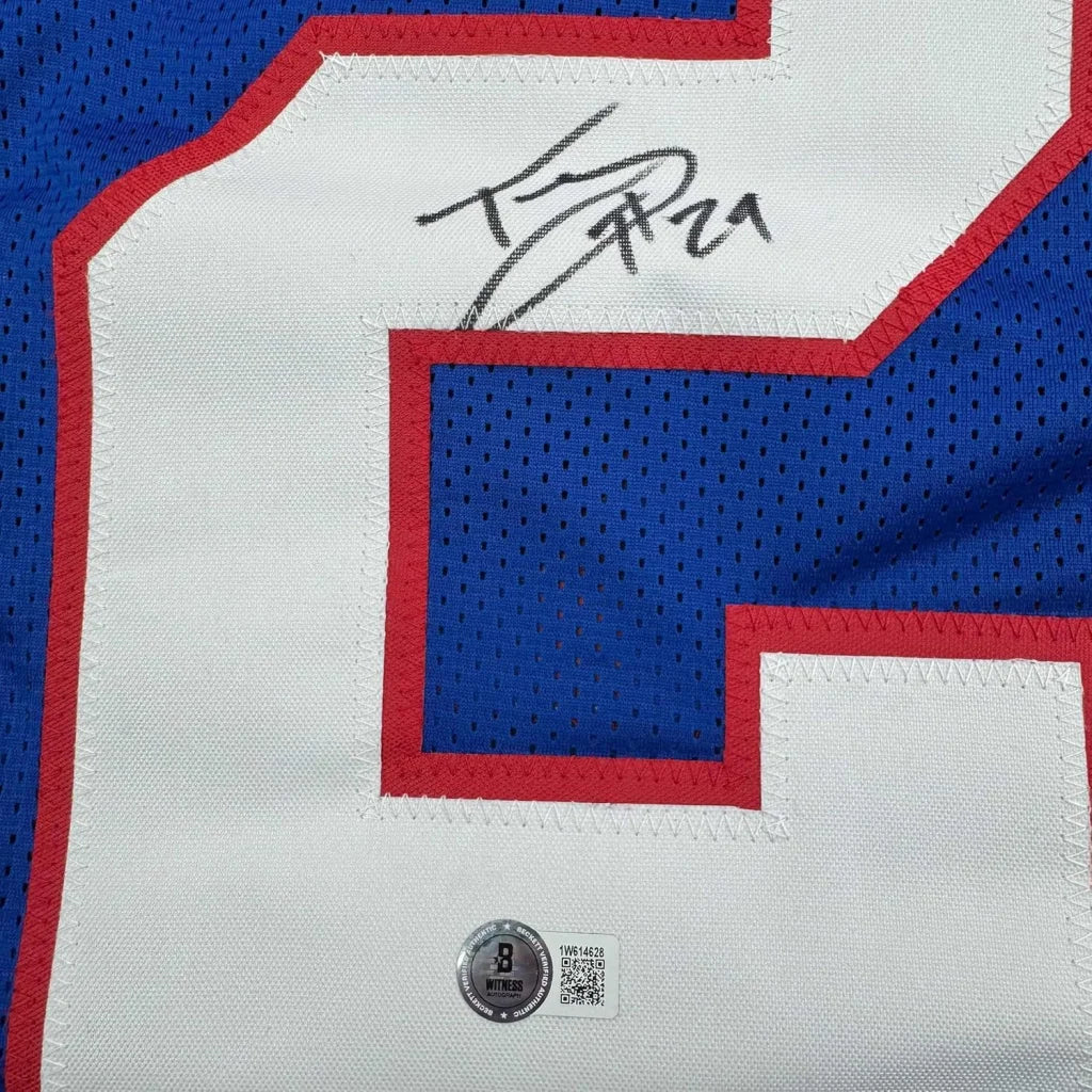 Authentic York Blue Football Jersey with autograph and hologram, perfect for your man cave