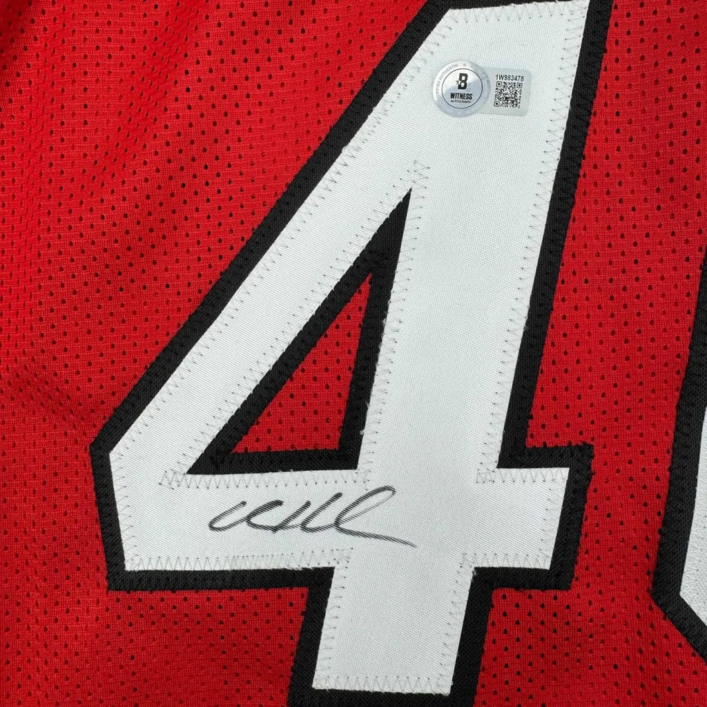 Framed Autographed Udonis Haslem 35x39 Miami Red Basketball Jersey Beckett BAS COA | Certified Authentic Signed Memorabilia | vintageantiquesgifts.com