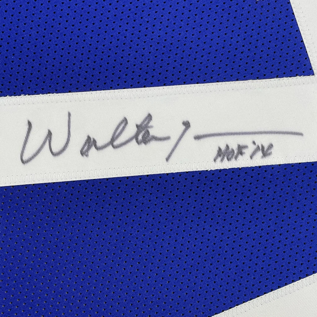 Blue mesh HOF jersey patch with signature for man cave display