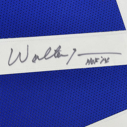 Blue mesh HOF jersey patch with signature for man cave display