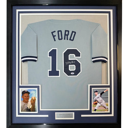 Framed Signed Number 16 Baseball Jersey with Photos and Nameplate for Wall Display