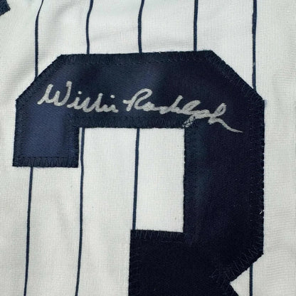 Framed Autographed Willie Randolph 35x39 New York Pinstripe Baseball Jersey Beckett BAS COA | Certified Authentic Signed Memorabilia | vintageantiquesgifts.com