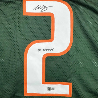 Framed Autographed Willis McGahee 35x3 Miami Green College Football Jersey Beckett BAS COA | Certified Authentic Signed Memorabilia | vintageantiquesgifts.com