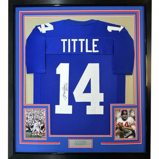 Framed Y A Tittle HOF Jersey with JSA COA for your man cave collection
