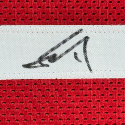 Framed Autographed Yao Ming 35x39 Houston Red Basketball Jersey Beckett BAS COA | Certified Authentic Signed Memorabilia | vintageantiquesgifts.com