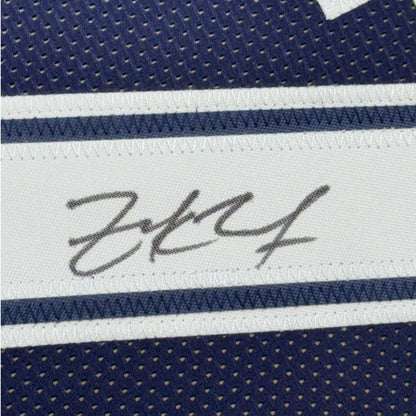 Framed Autographed Zack Martin 35x39 Dallas Blue Football Jersey Beckett BAS COA | Certified Authentic Signed Memorabilia | vintageantiquesgifts.com