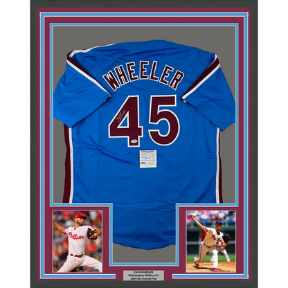 Framed Zack Wheeler signed Phillies jersey with photos ready to hang on your wall