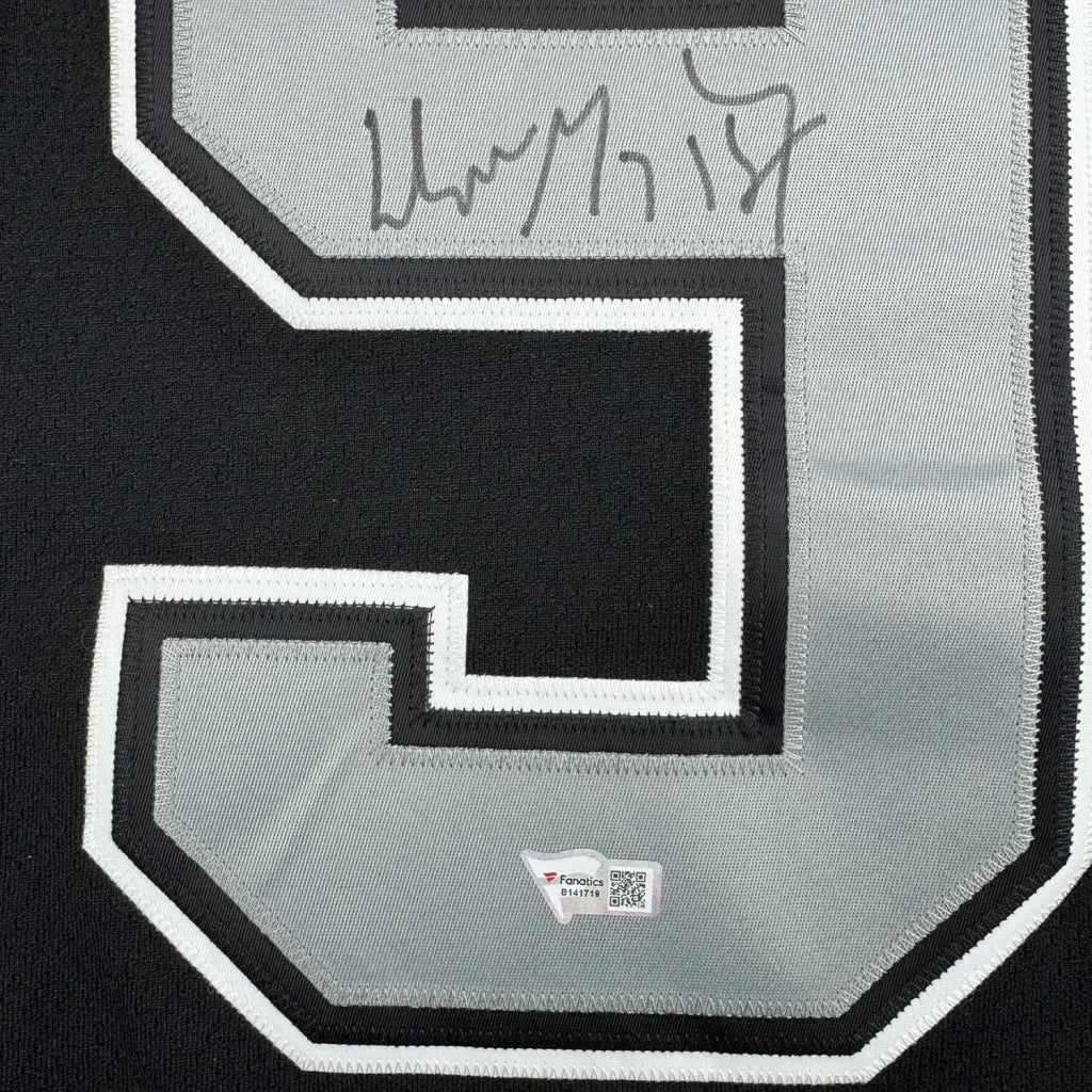 Black and grey Kings jersey with white outline from Framed Wayne Gretzky autographed jersey collection