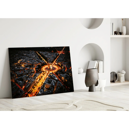 Glowing Paris Night Aerial Glass Wall Art with Eiffel Tower | Modern Wall Art Decor | vintageantiquesgifts.com