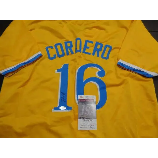 Yellow Boston Red Sox jersey with Cordero 16 autograph, perfect for Red Sox fans