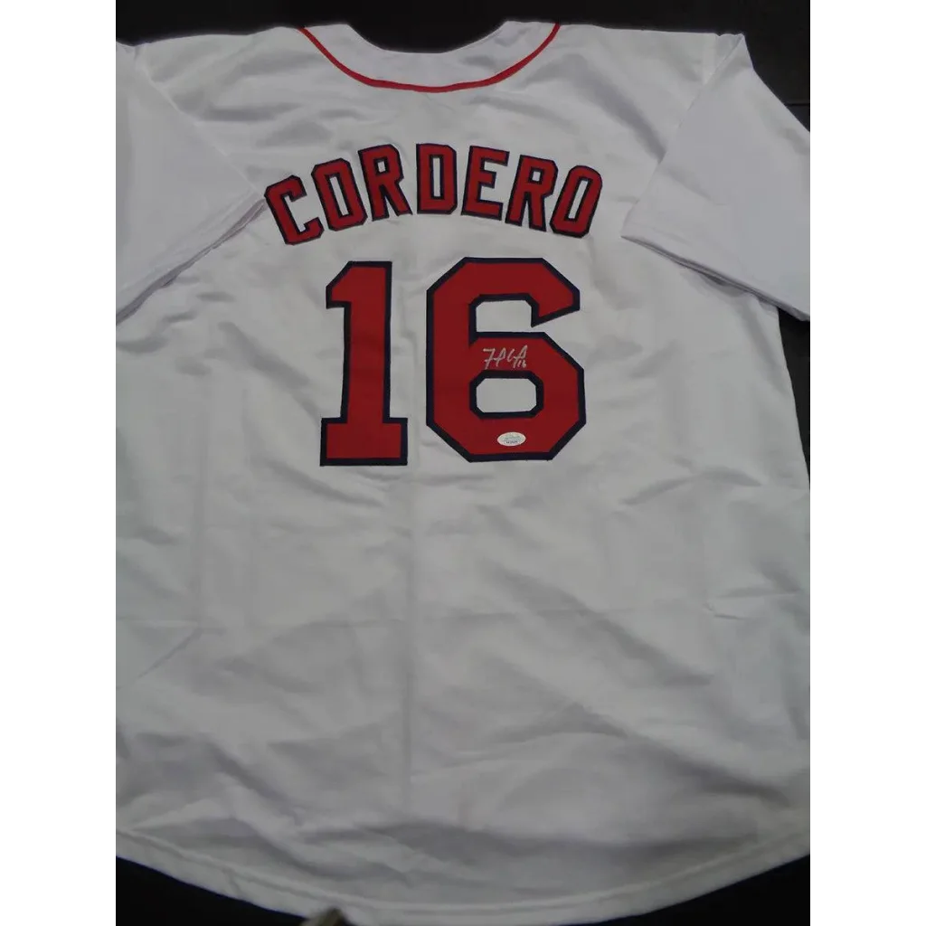 White Red Sox custom baseball style jersey with Franchy Cordero autograph