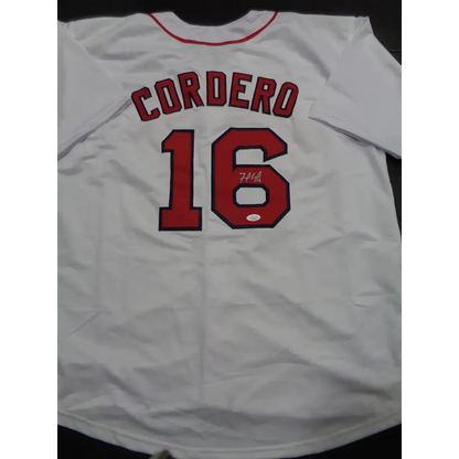 White Red Sox custom baseball style jersey with Franchy Cordero autograph