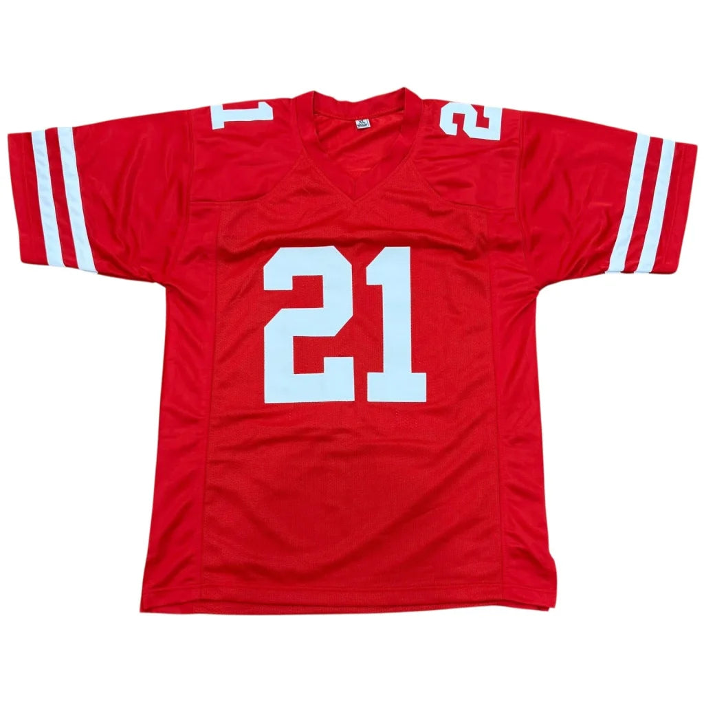 Frank Gore autographed San Francisco red jersey with white 21 and stripes