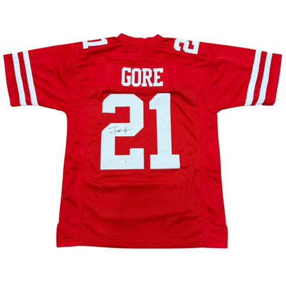 Frank Gore autographed San Francisco red jersey with Gore 21 on back