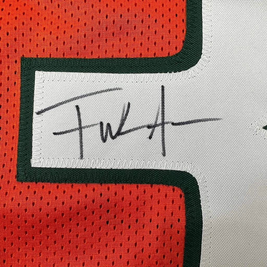 Autographed Miami Hurricanes jersey signed by Frank Gore with photos and Certificate of Authenticity