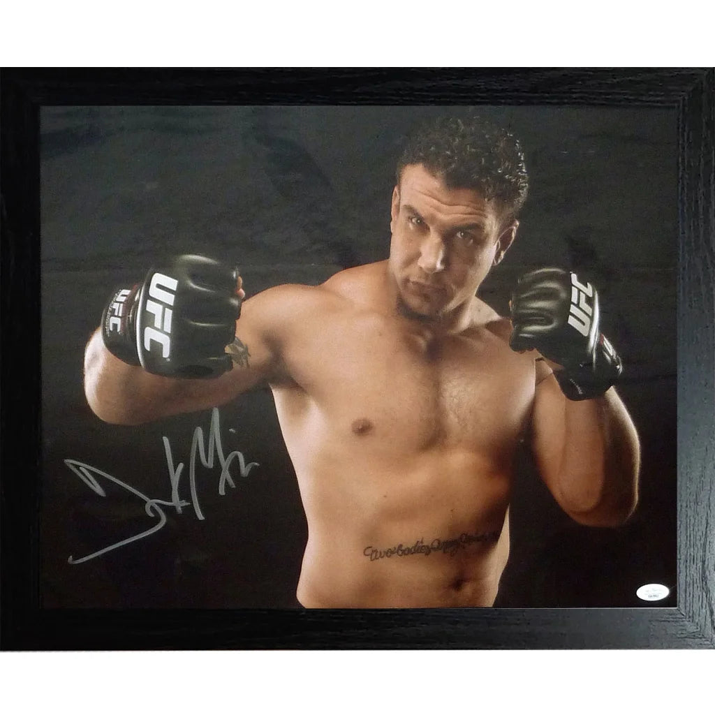 Frank Mir autographed UFC framed photo of Rory MacDonald in black gloves