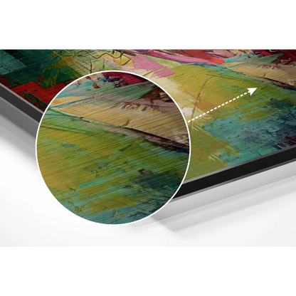 Vibrant abstract art on brushed aluminium dibond print