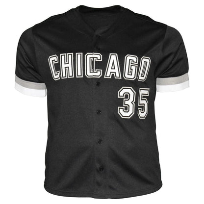 Frank Thomas autographed black Chicago #35 custom jersey with JSA