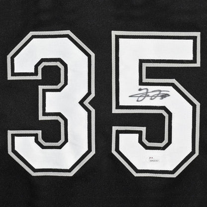 Frank Thomas autographed black Chicago jersey with white 35 numerals