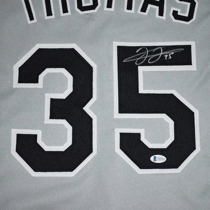Frank Thomas autographed Chicago gray custom jersey back with 35