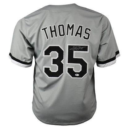 Frank Thomas autographed Chicago gray custom jersey back with Thomas 35