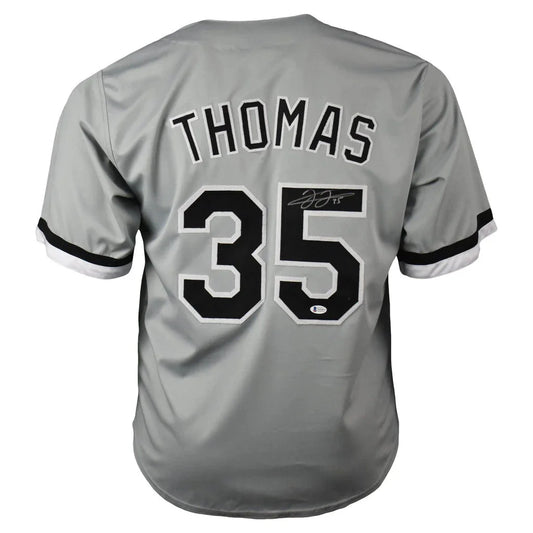 Frank Thomas autographed Chicago gray custom jersey back with Thomas 35