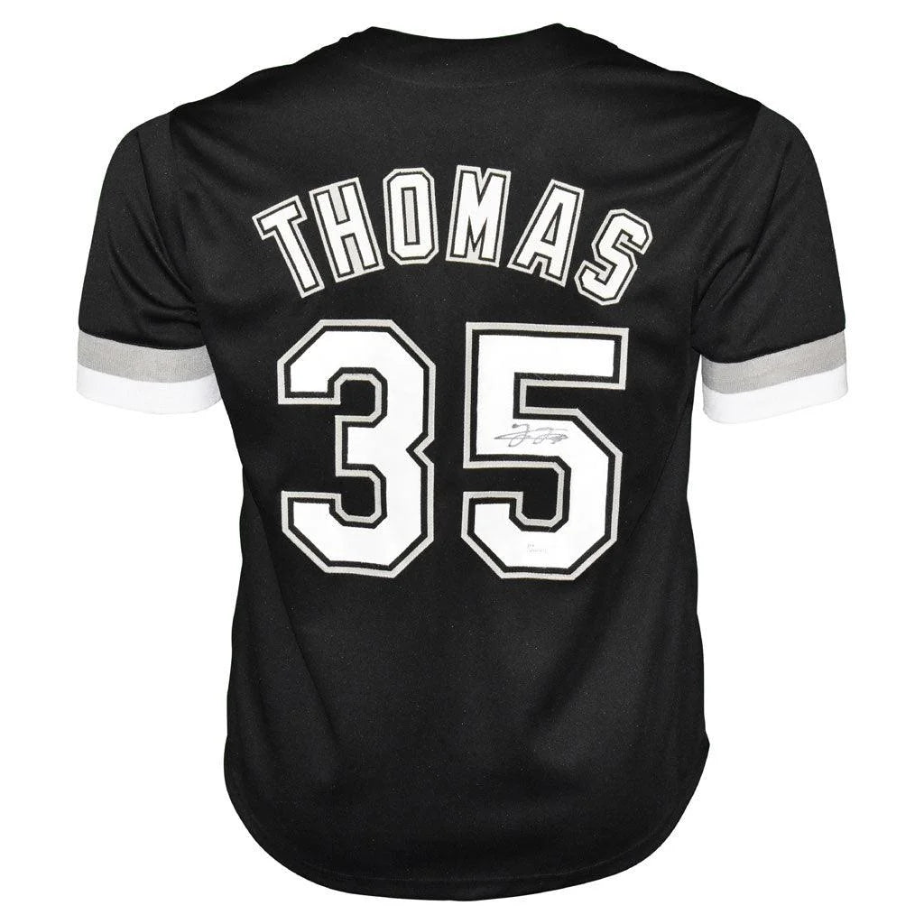Frank Thomas autographed black basketball jersey with Thomas 35