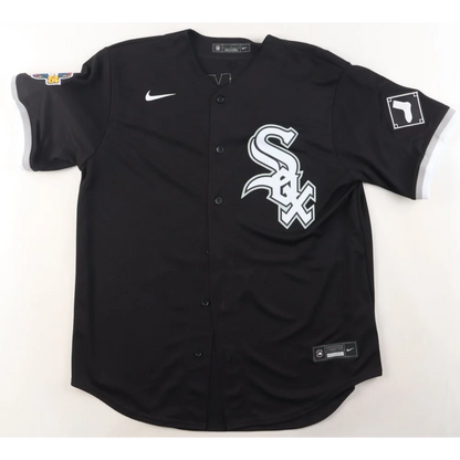 Frank Thomas signed Nike Black Sox jersey with Sox logo and patches for collectors