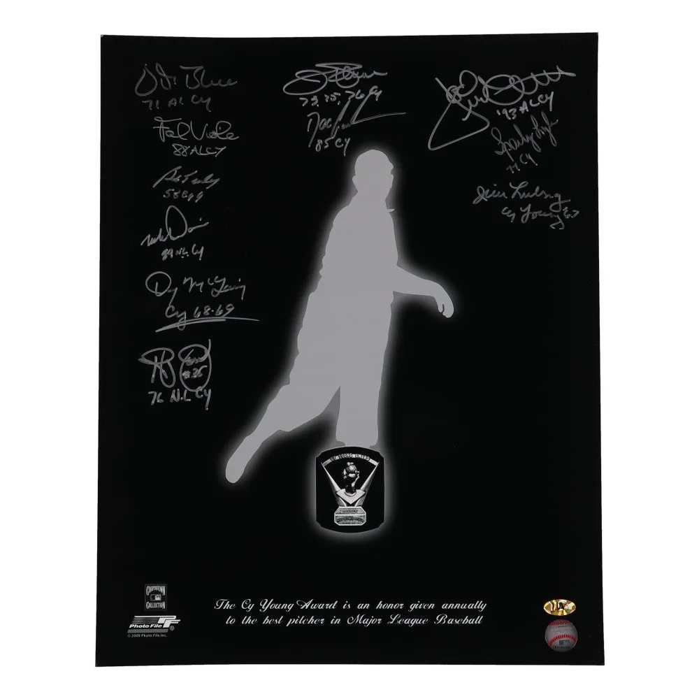 Commemorative plaque with pitcher silhouette and signatures of Frank Viola Sparky Lyle Bob Turley