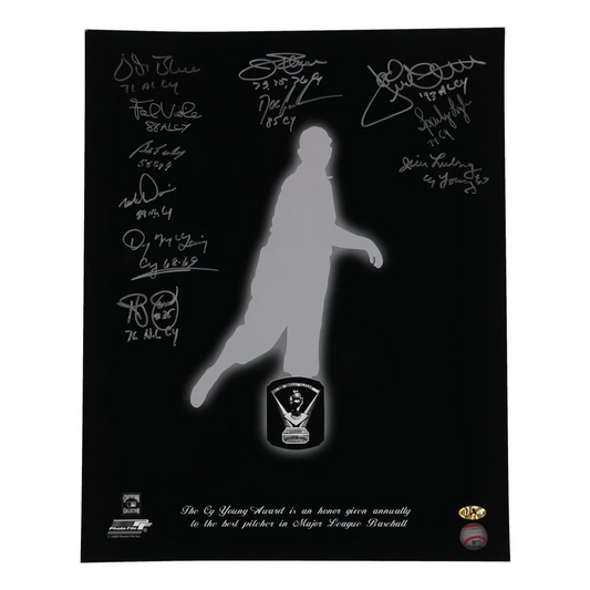 Commemorative plaque with pitcher silhouette and signatures of Frank Viola Sparky Lyle Bob Turley