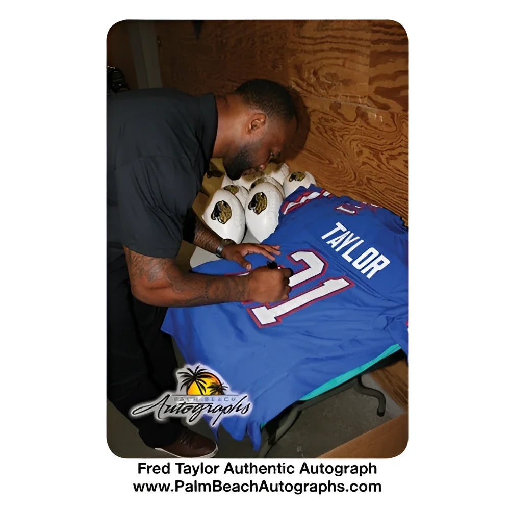 Fred Taylor autographed Florida Gators blue jersey with Taylor 12