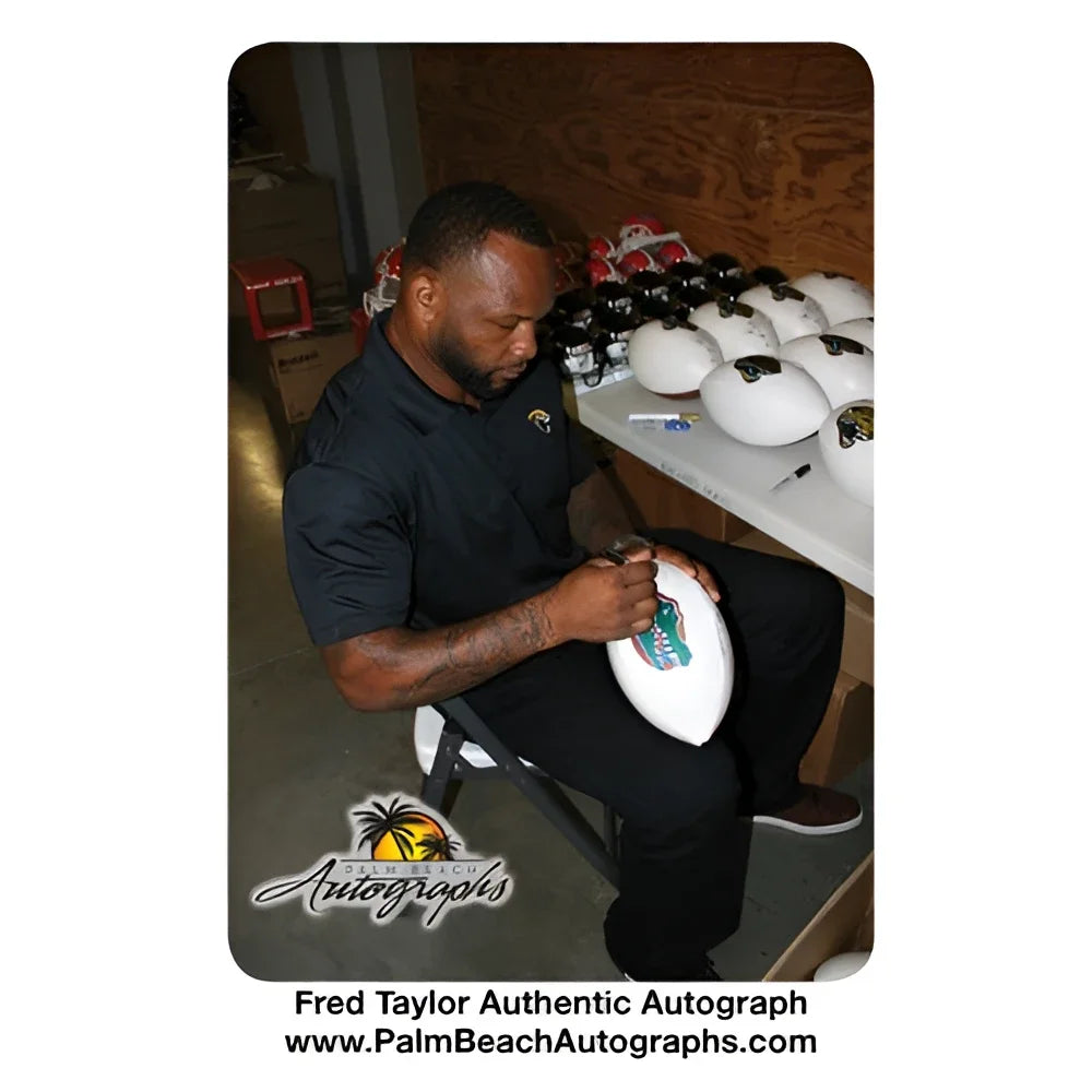 Fred Taylor signed Florida Gators logo football