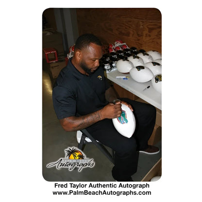 Fred Taylor signed Florida Gators logo football