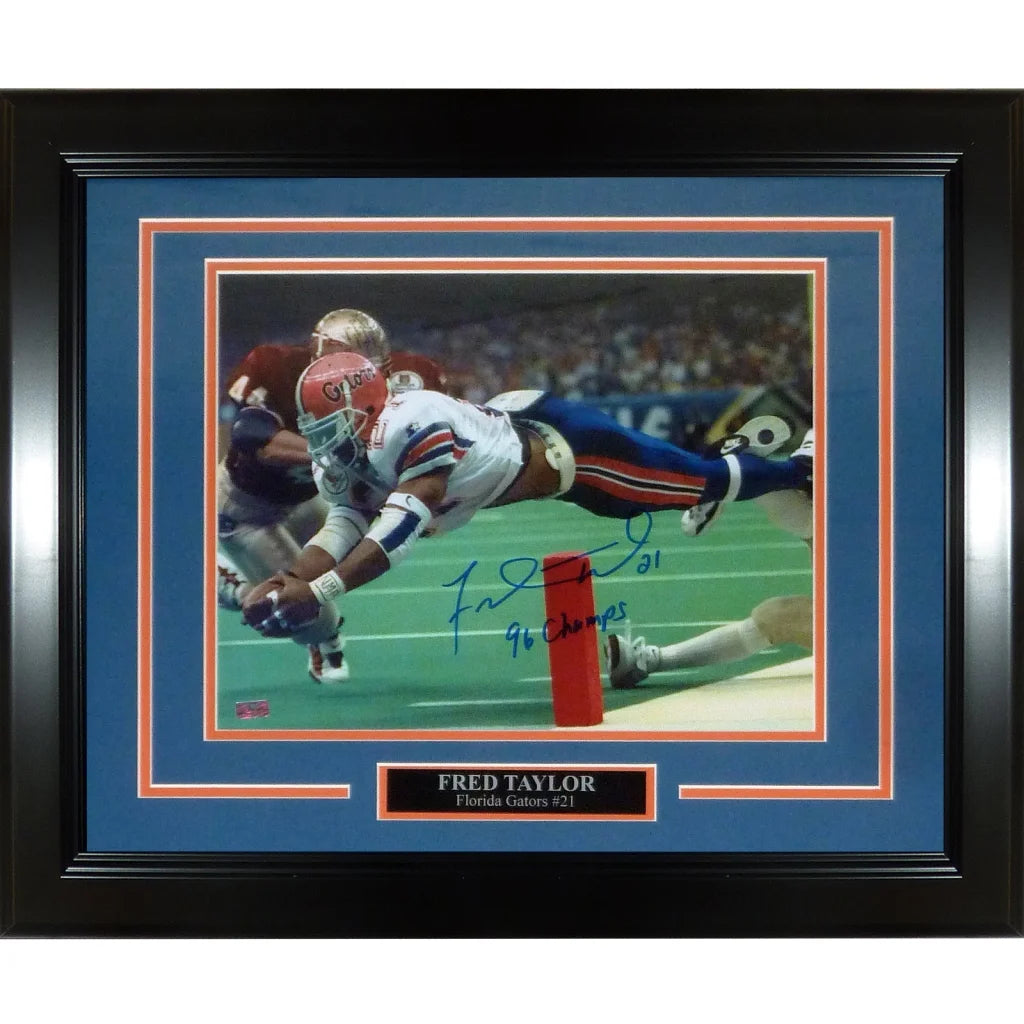 Fred Taylor autographed deluxe framed 11x14 Florida Gators 96 Champs photo