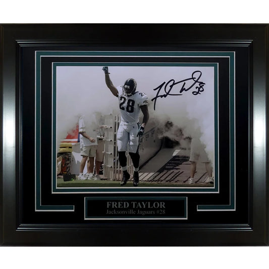 Signed black framed 8x10 photo of Jacksonville Jaguars Fred Taylor #28