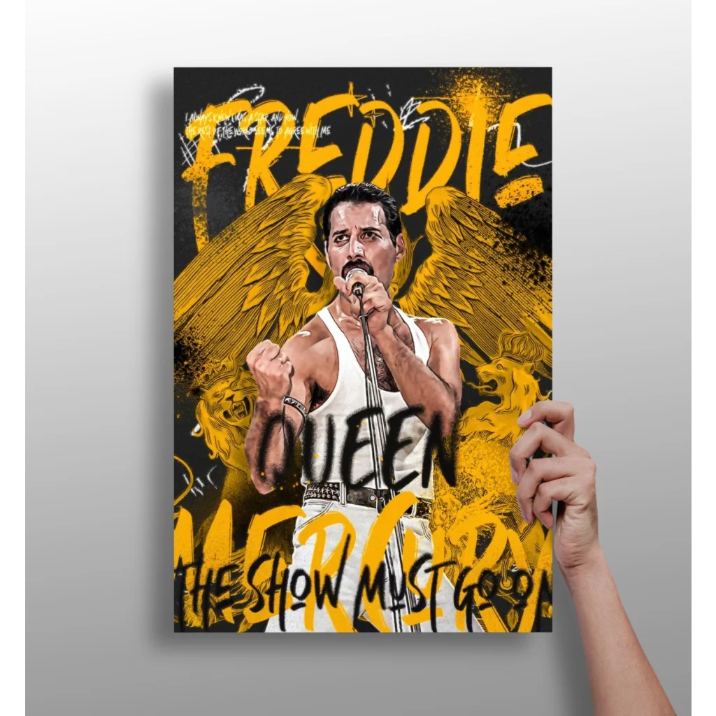 Freddie Mercury Queen Insigne Aluminum Print Golden Wings Art | Insigneart USA | vintageantiquesgifts.com