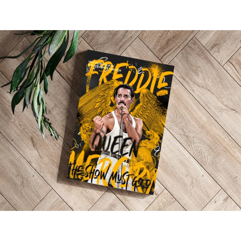 Freddie Mercury Queen Insigne Aluminum Print Golden Wings Art | Modern Wall Art Decor | vintageantiquesgifts.com