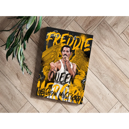 Freddie Mercury Queen Insigne Aluminum Print Golden Wings Art | Modern Wall Art Decor | vintageantiquesgifts.com