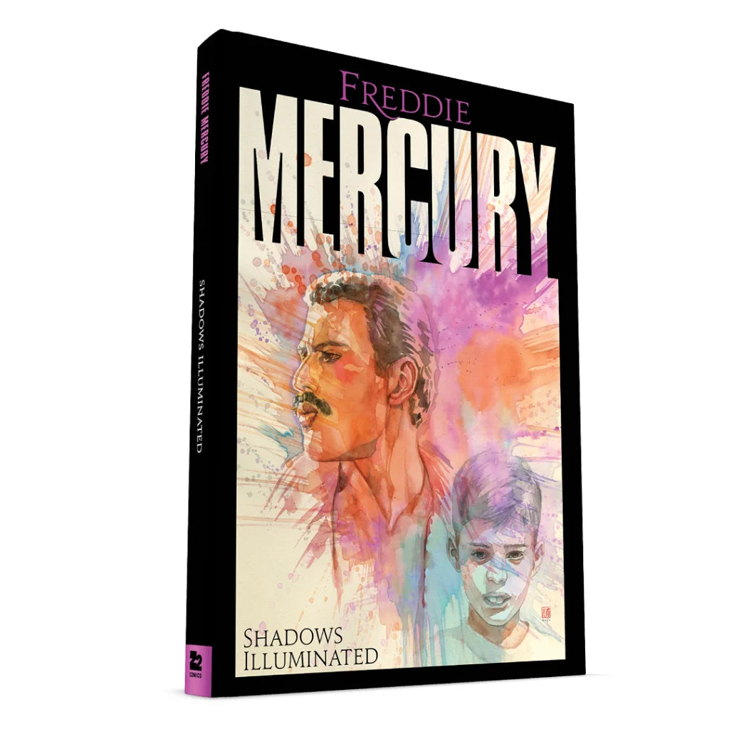 Freddie Mercury Shadows Illuminated graphic novel by Kyla Aiko featuring Tres Dean art