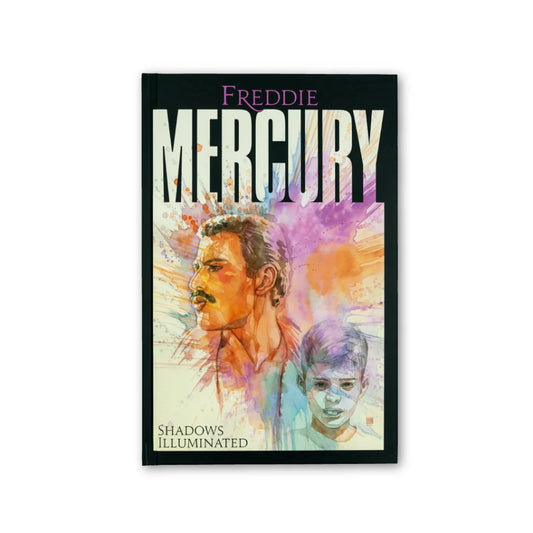Freddie Mercury Shadows Illuminated graphic novel by Tres Dean with watercolor-style art