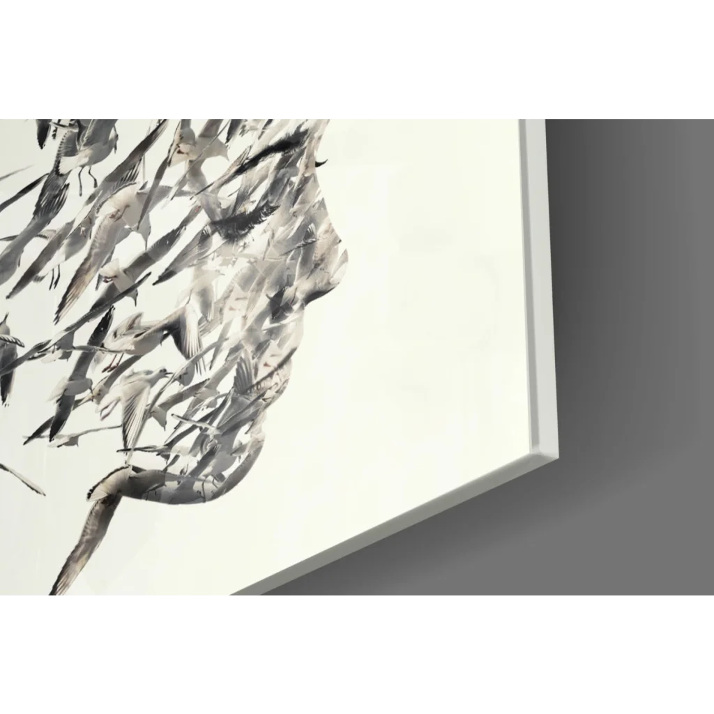 Modern black-and-white soaring birds profile wall art canvas