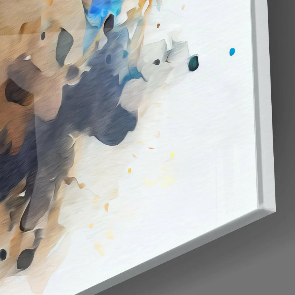 French Bulldog watercolor glass wall art with earthy abstract strokes