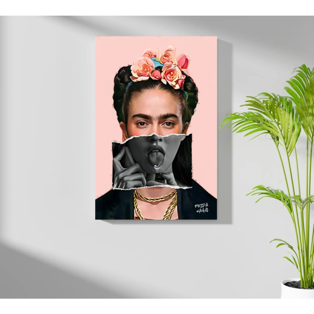 Frida Kahlo floral crown canvas print set of 4 wall art